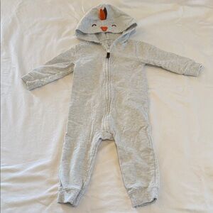 Carter’s Turkey Light Gray Hooded Zip Up One Piece